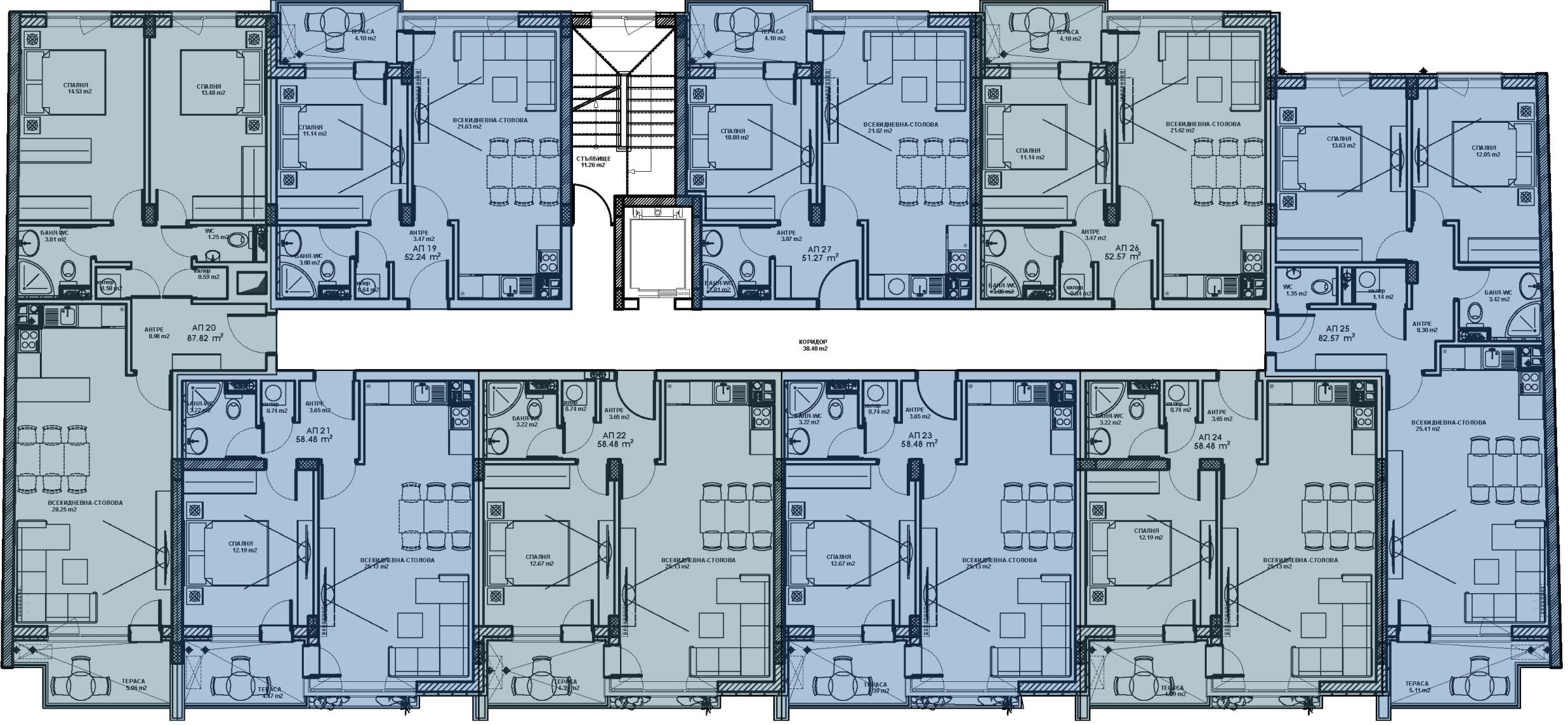 Разпределение на етаж 3 – Uptown Residence