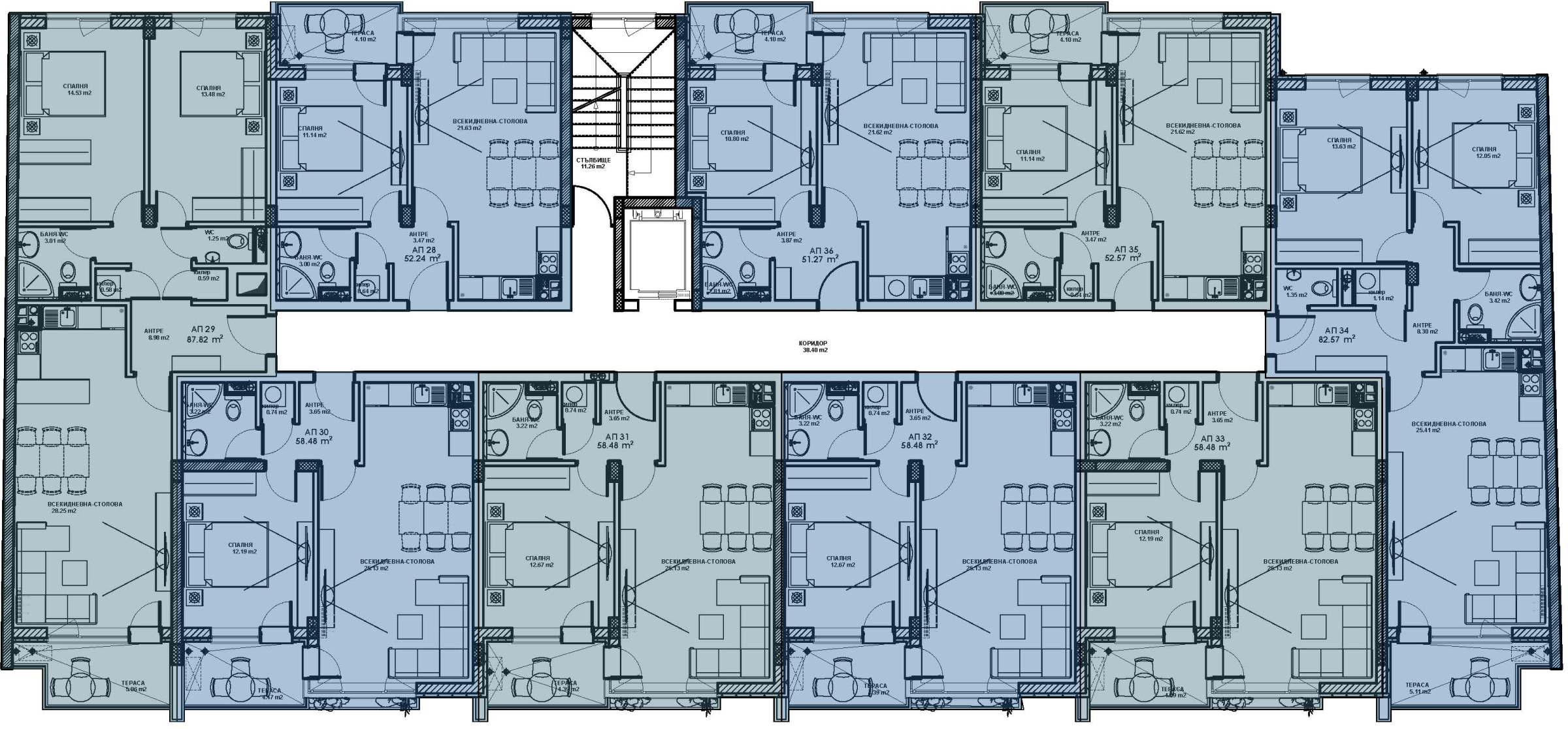 Разпределение на етаж 4 – Uptown Residence