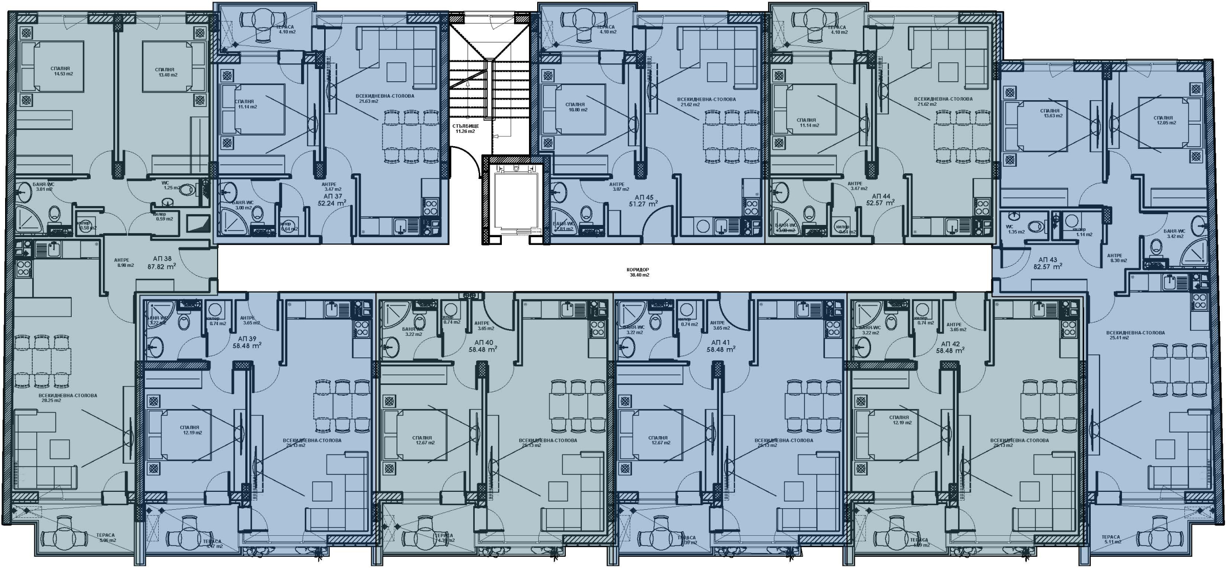 Разпределение на етаж 5 – Uptown Residence